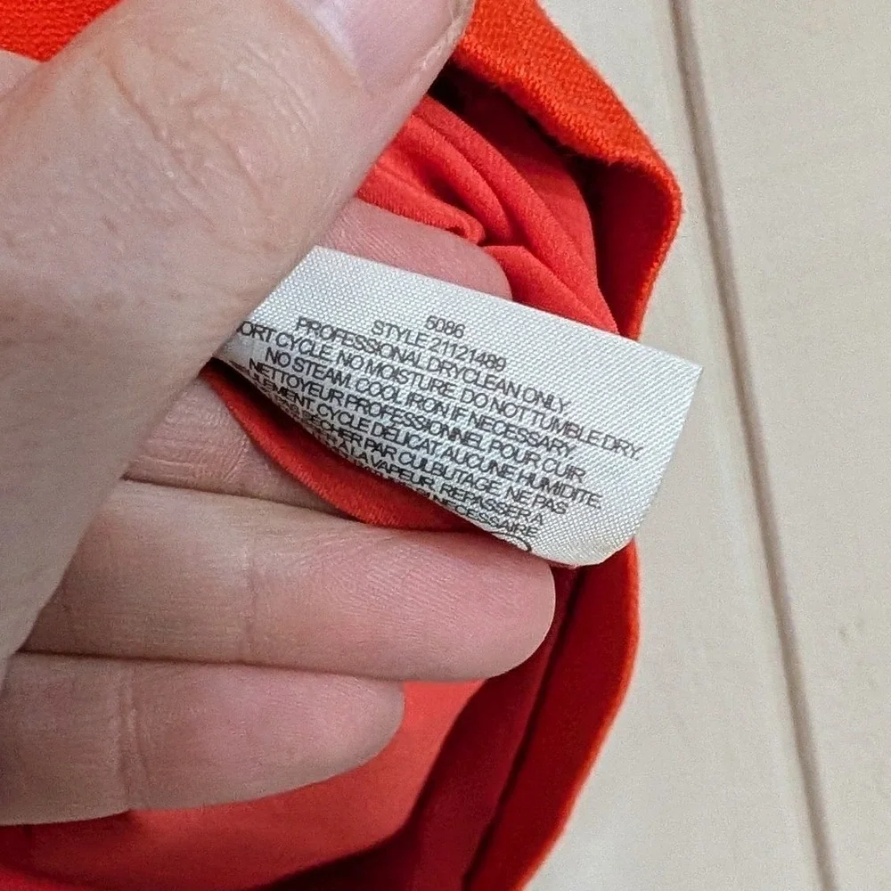 Tory Burch Orange‎ Red Cotton Belted Sheath Dress Square Neck Pockets
